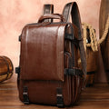 SCHLATUM Custom logo 15 Inch Anti Theft Men's Genuine Leather School Laptop Male Computer Weekend Rucksack Bags Backpack for Men