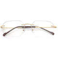 Unisex Solid Square Lightweight Stainless Steel Rimless Polygen Metal Optical Eye Glasses Frames