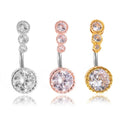Wholesale 14G Oval CZ Center 316L  Stainless Steel Belly Piercing Navel Jewelry