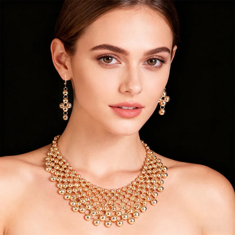 Three Piece Dubai 24k Gold Wedding Bridal Fashion Jewellery Accessories Necklaces Earrings Bracelet Jewelry Sets