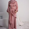 Latest Loriya 2023 New Abaya Designs Fashion Modest Wear Satin Wrap Skirt Set Muslim Dresses Islamic Closed Abaya