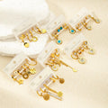 18K Gold Plated Geometric Moon Star Stud Earrings Hoop Earrings Stainless Steel Jewelry Earring Set