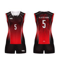 Best Quality Sports Wear Black Red Custom Volleyball Uniforms Design for Women Black Volleyball Uniforms