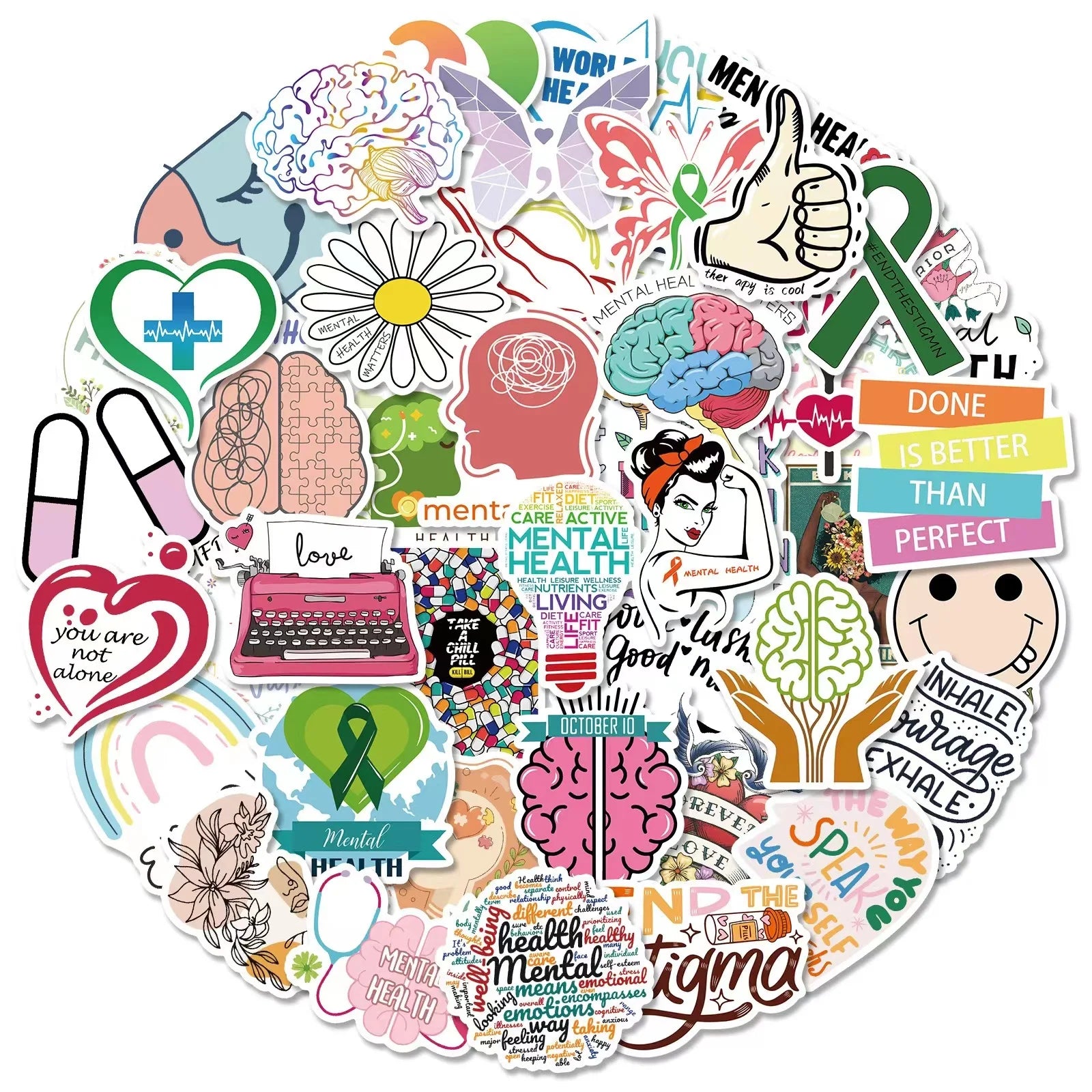 50pcs Mental Health  New Mental Health Awareness Graffiti Stickers Packs for Skateboard Guitar Wholesale