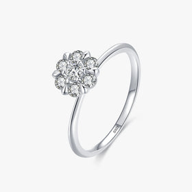 Ailmay 100% 925 Sterling Silver Classic Simple Clear CZ Flower Wedding Rings for Women Engagement Statement Fine Silver Jewelry