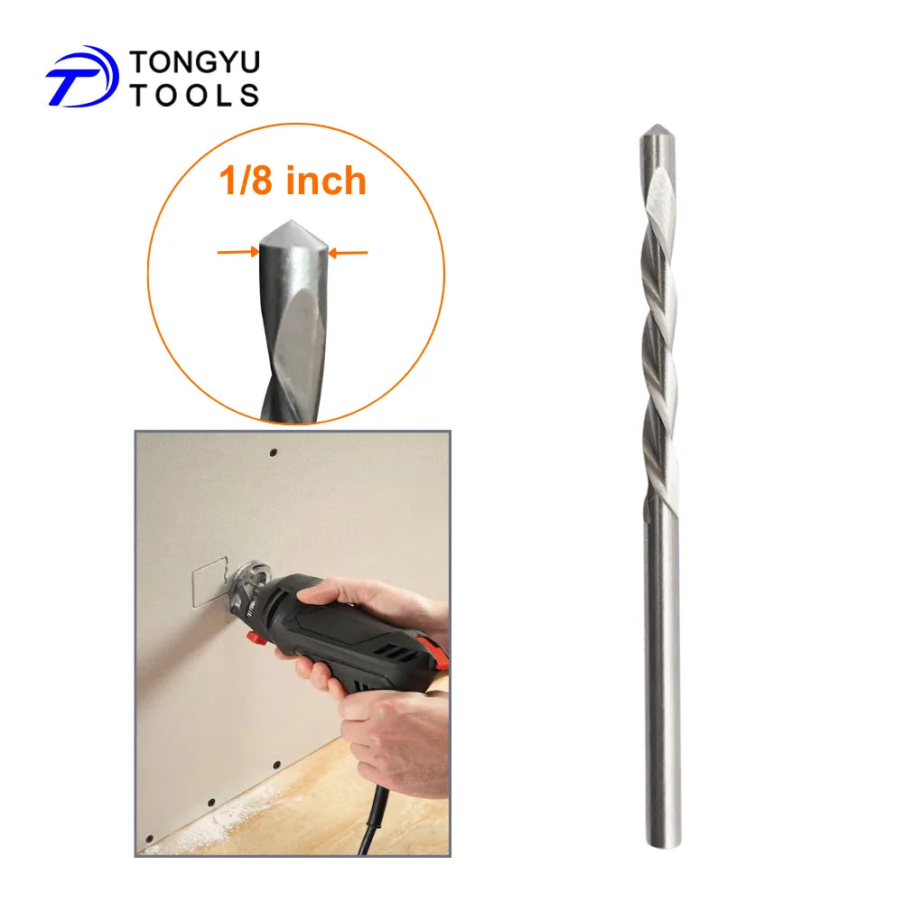 1/8 Inch Drywall Plasterboard Cut-Out Zip Bit HSS Downcut Spiral Guide Point for Rotary Cut-Out Tool Gypsum Board Cutting