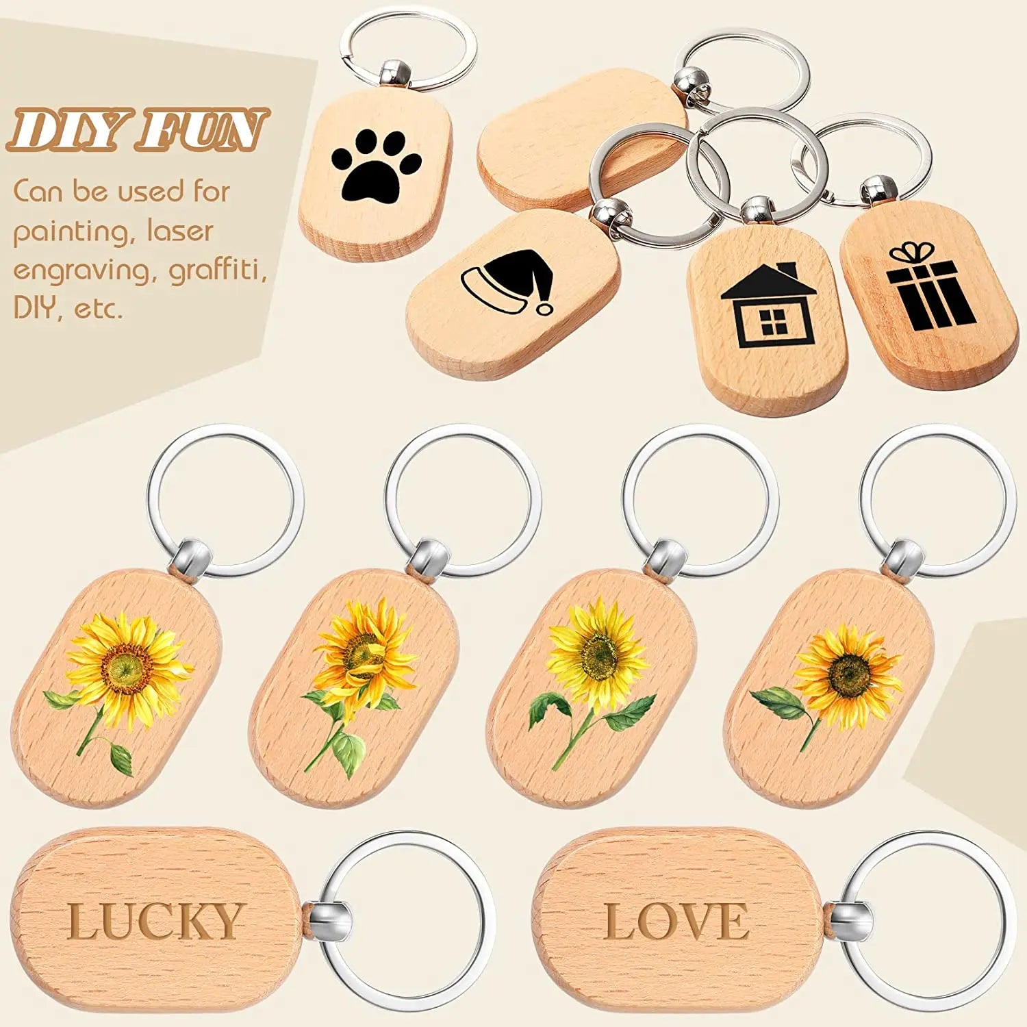 Oval Shape Wooden Key Chain Blank Keyring Tag DIY Gifts Engrave Crafts Key Chain Car logo Unfinished Bags Key Chains