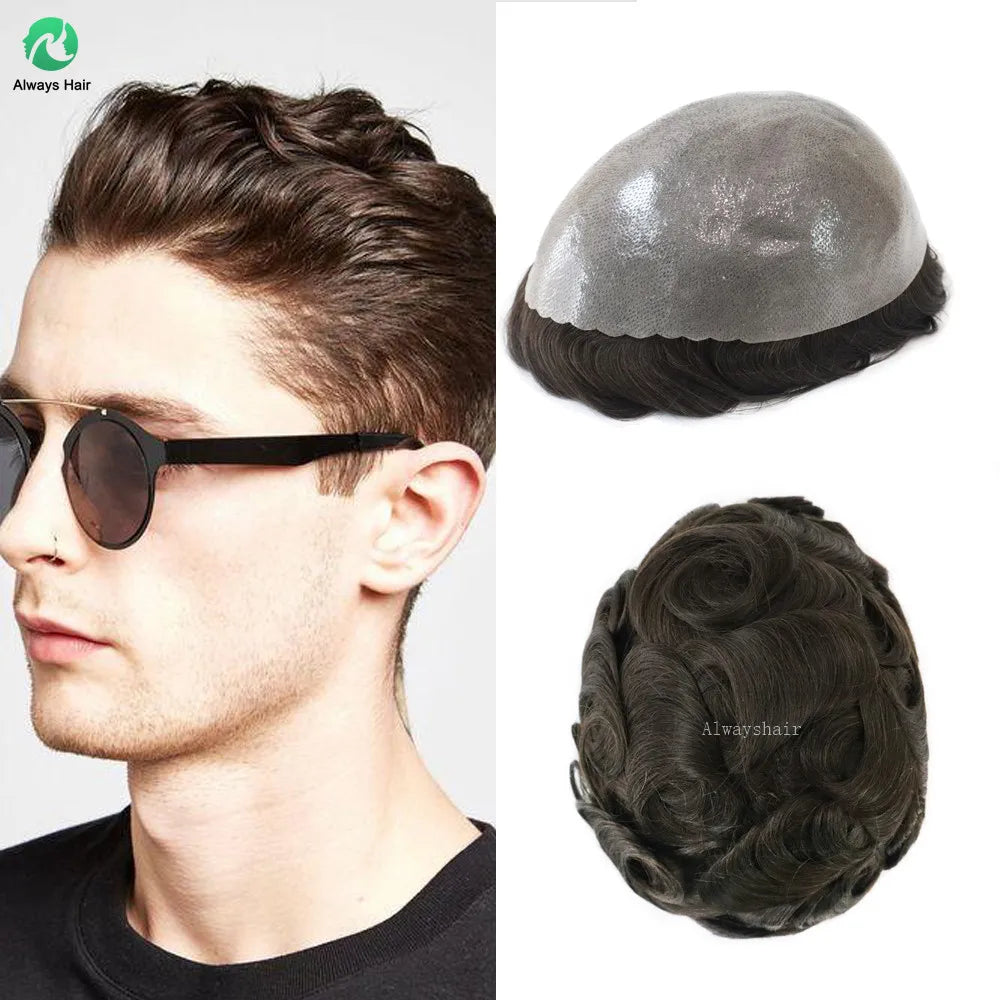 100% Indian Human Hair Prosthesis with Skin Base