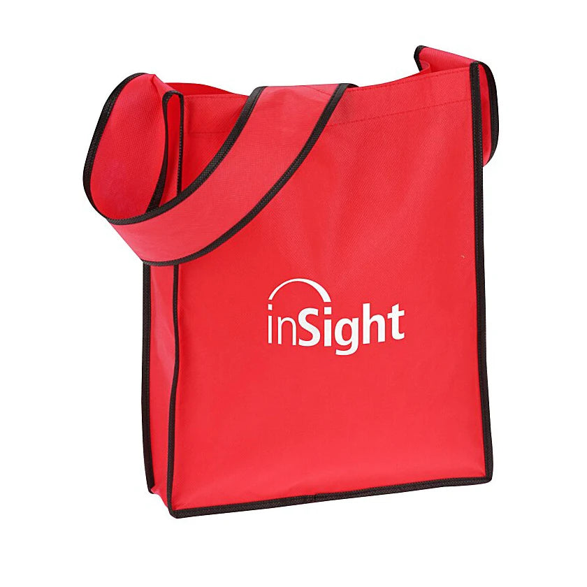 Ruthbag Long-Handled Non-Woven Tote Bag with Letter Pattern for Events Beach Days Messenger Use