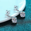 Fashion Charms Jewelry 925 Sterling Silver Mossianite Total 1-2 Carat Diamond Four Claw Drop Earrings for Girls