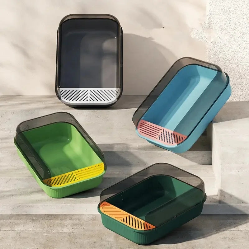 Luxury Square Rectangular Cat Litter Box Toilet Pan for Cats Wholesale OEM Custom Litter Box Factory Supply