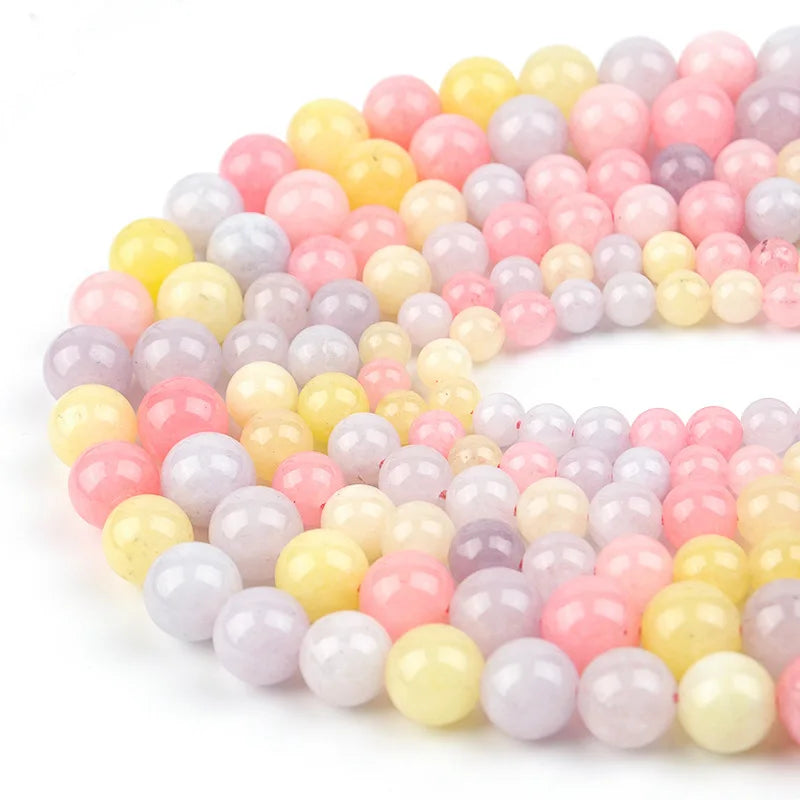 Dyed Color Pink Beryl Candy Color Jade Loose Round Beads 6/8/10mm Man Made Processed Morganite for DIY Jewelry Accessory Making