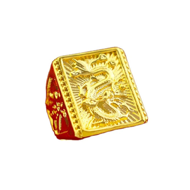 Men's Opening Fortune Dragon Ring Fashion Domineering Men's Brass Gold Plated Large Dragon Ring One Piece Dropshipping