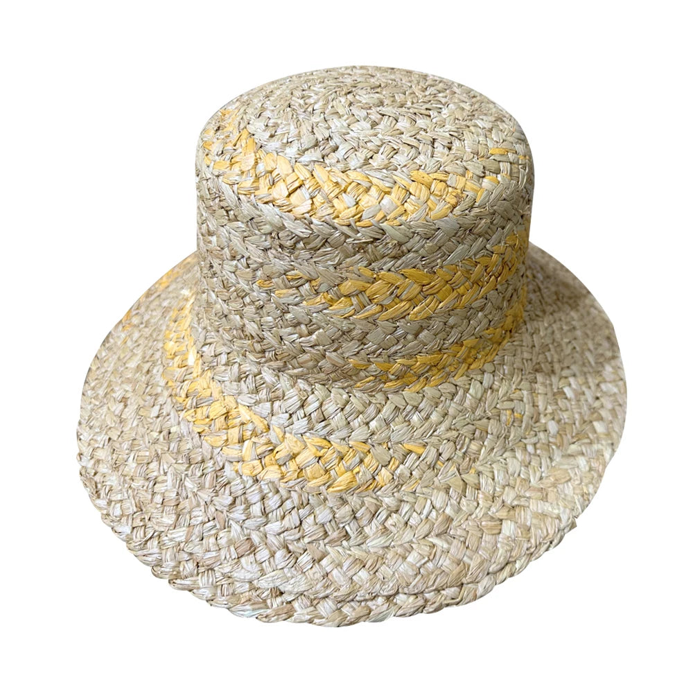 Unisex Summer Fashion Style Colorful Striped Panama Straw Sun Hat Outdoor Travel Adjustable Wholesale