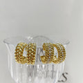 2022 Dainty Jewelry Twist Earrings Non Tarnish Stainless Steel 18k Gold Plated C Shaped Cz Earrings for Gift