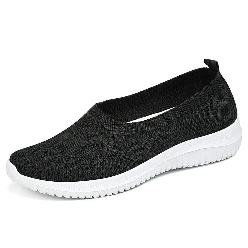 Knit Breathable Women's Shoes Summer Flats with Soft Soles Women Casual Shoes