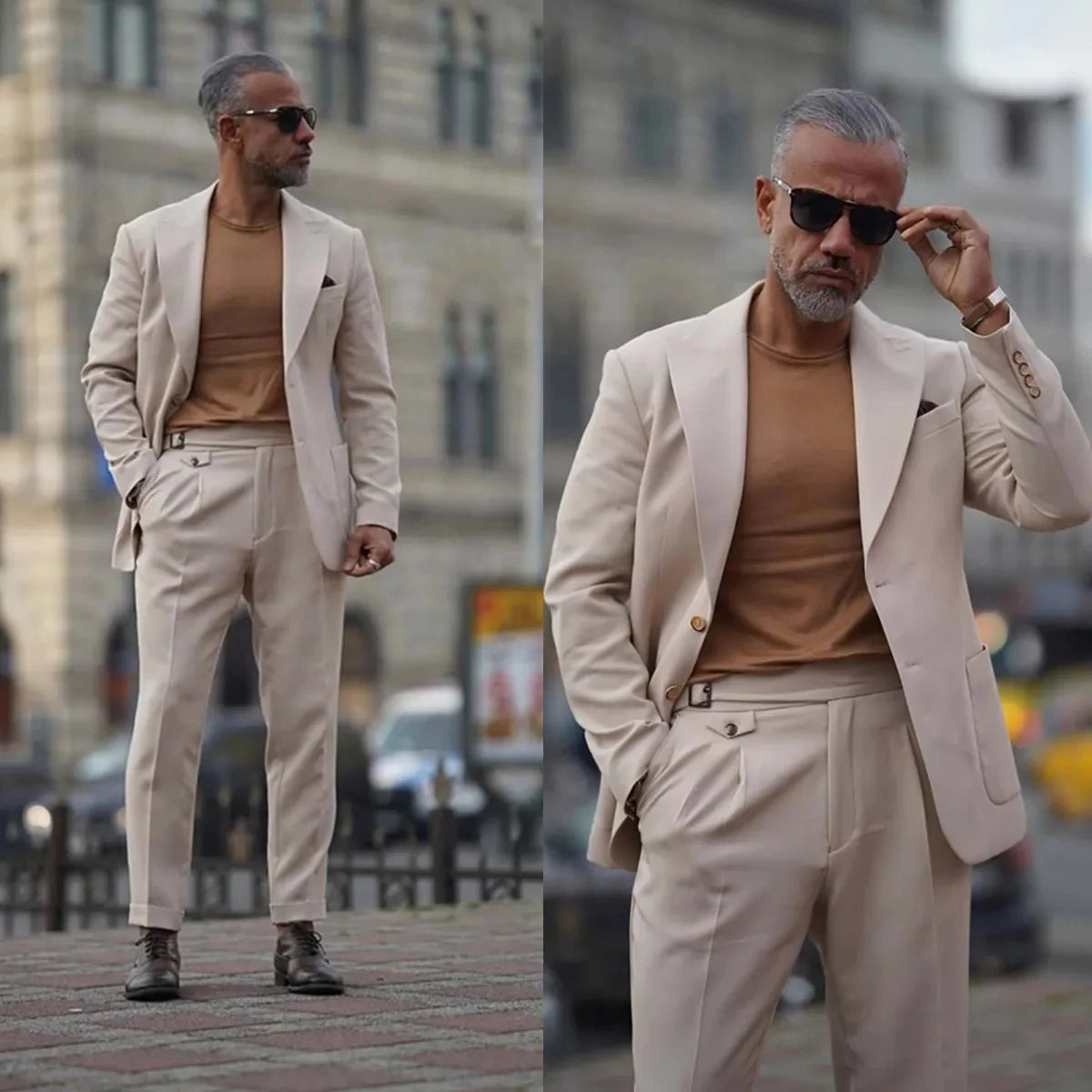 2025 Handsome Two Pieces Men Tuxedos Man Suits Solid Color Fashion Suit Jacket Two-Button Customized Coat Pants