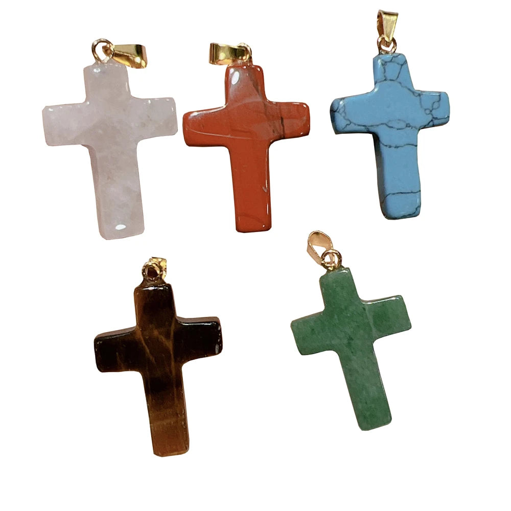 Fashion Stainless Steel Tiger Eye Stone Cross Pendants Charms for Jewelry Making DIY Necklace Accessories