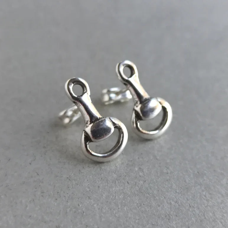 Horsebit 925 Sterling Silver Stud Earrings for Women Equestrian Jewelry