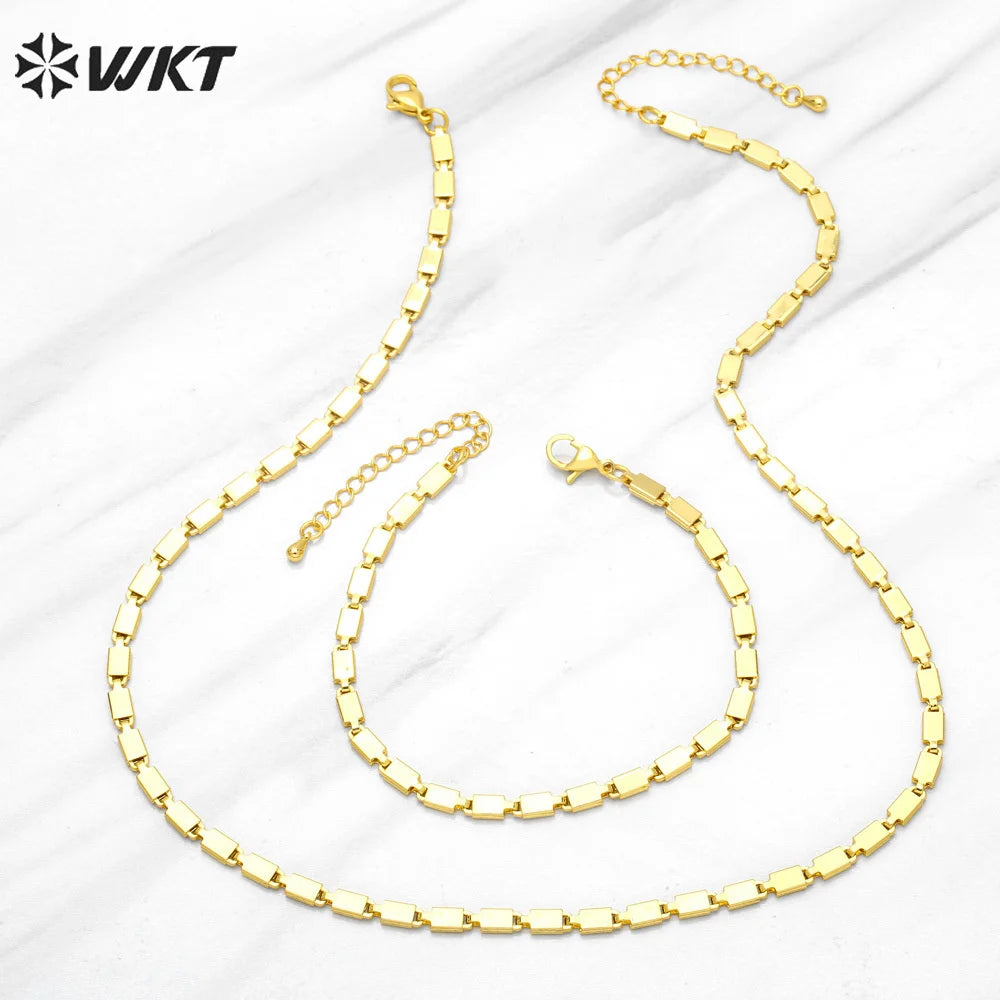 WT-BFN053 Europe and the United States Design Small square Snake Chain Necklace Ins Trendy New Luxury Clavicle Metal Necklace