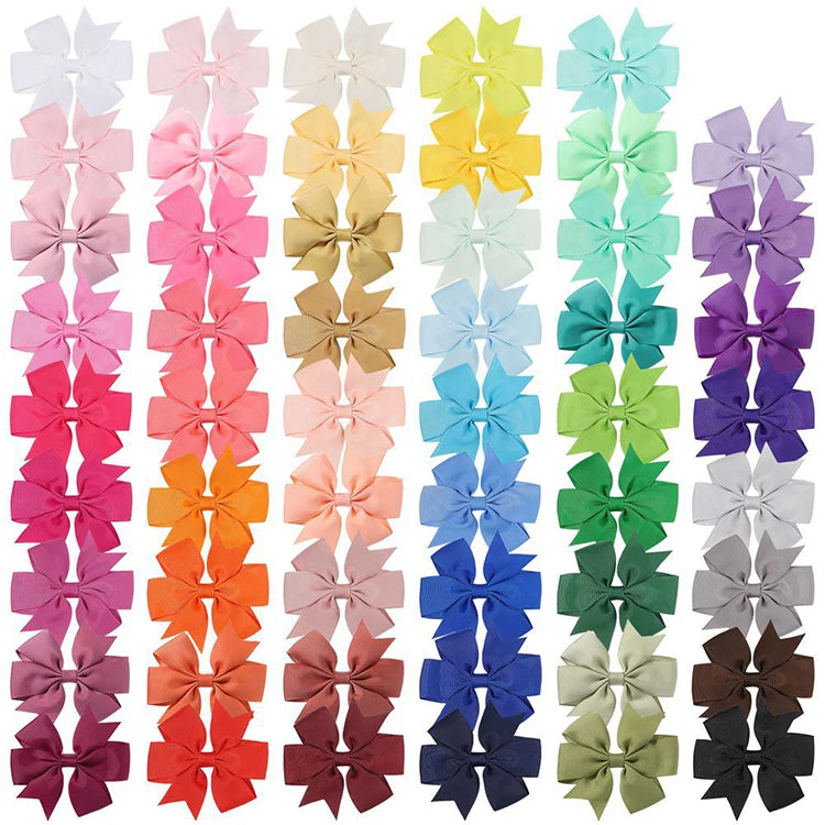 3 Inch Grosgrain Ribbon Boutique Girls Hair Bows With Clips