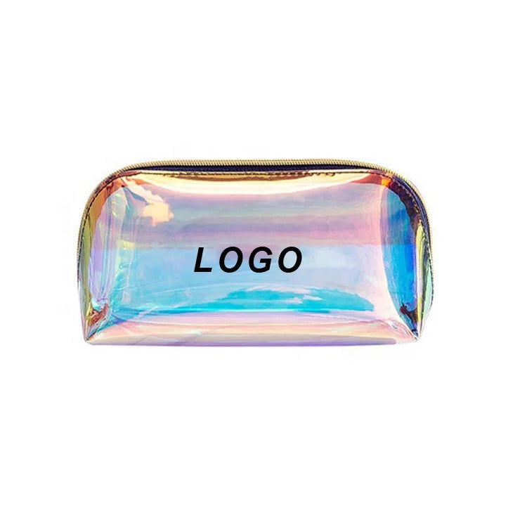 Wholesale 2020 New Style Cosmetic Bag Transparent Holographic TPU PVC Makeup Bag Portable Custom Logo Makeup Bag for Woman