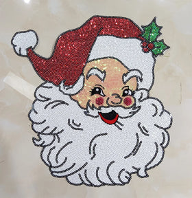 Factory New Custom Wholesale Christmas Santa Baby Large Glitter Chenille Sequin Embroidery Iron on Patches for Clothing Clothes