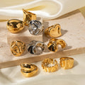 Stylish Texture Finger Jewelry Stainless Steel Waterproof Dome Ring Irregular Bold Chunky Geometric Ring for Girls