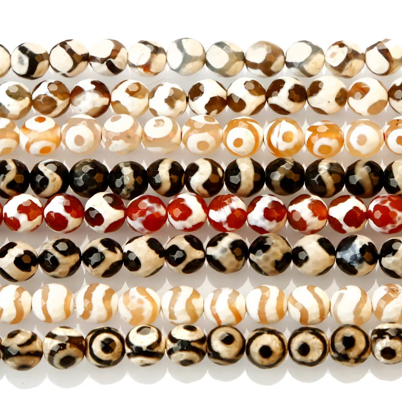 Natural Faceted Football Agate Beads for Jewelry Making / Gemstone Round Loose Stone Beads for Bracelets Necklace Earring Making