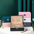 Large Luxury PU Leather Double Layer Jewelry Box New Design Rectangle Organizer for Necklace Packaging