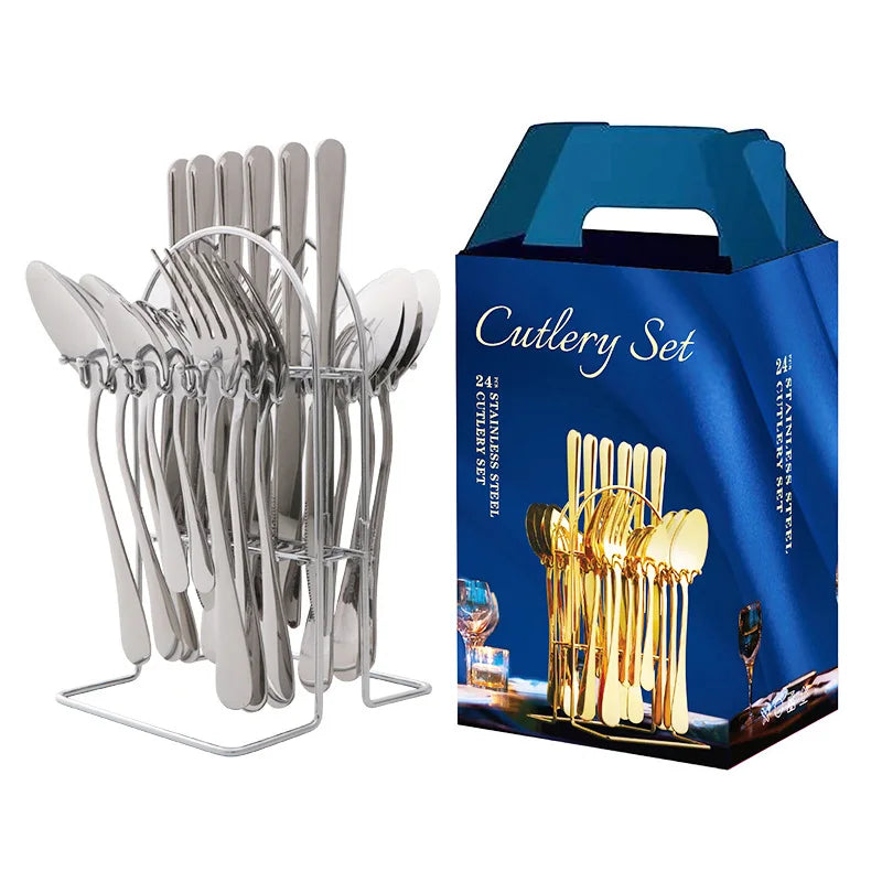 Hot Selling Silverware Set Dinner SetFlatware Set With Stand and Gift BoxKitchen Utensils Holder for Forks SpoonsKnives