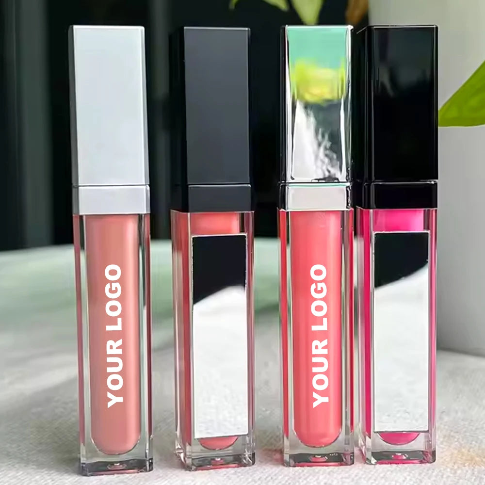 Custom Logo 108 Colors Waterproof Bulk Case Pigmented Glossy Matte Cute Lip Gloss with Led Light and Mirror