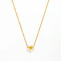 Joolim Jewelry 18K Gold Plated Glass Pearl Daisy Flower Pendant Necklace Trendy Geometric Stainless Steel with Link Chain