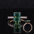 Starsgem 14k Moissanite Rings Radiant Cut Green Moissanite Wedding Simple Custom 14k Solid Gold Ring