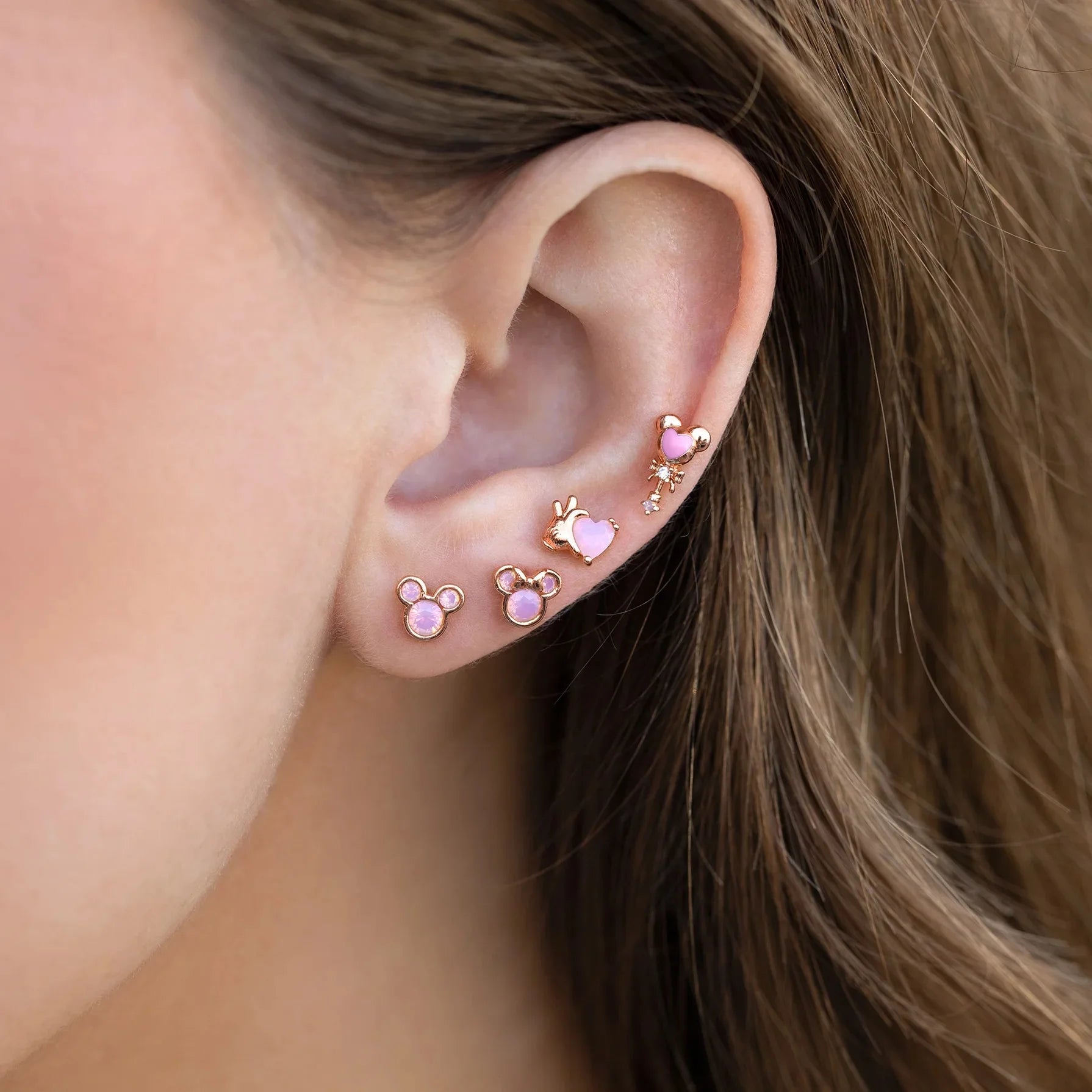4 Pcs Earrings Set Cartoon Minnie and Mickey Wand Earrings Cute Jewelry
