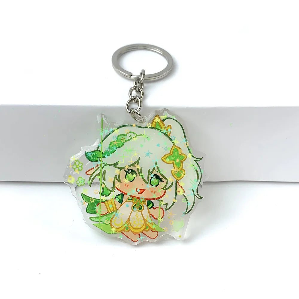 Acrylic Keychain Wholesale Hologram Clear Vibrator Acrylic Charm Anime Epoxy Glitter Custom Printed Acrylic Pencil Keychain