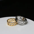 High End 18K Gold Plated Link Chain Hollow Band Stainless Steel Rings for Women