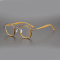 China Manufacturer Yellow Square Eyeglass Frame Japan Titanium Acetate Optical Frames