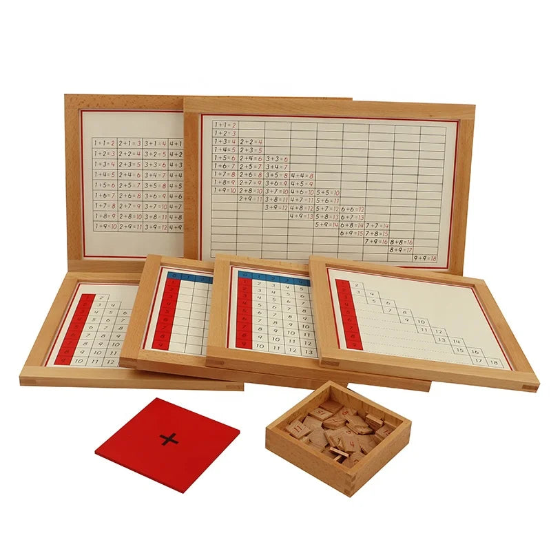 School Teaching Montessori Mathematics Arithmetic Addition Working Custom Wooden Chart Board Montessori Math Toys