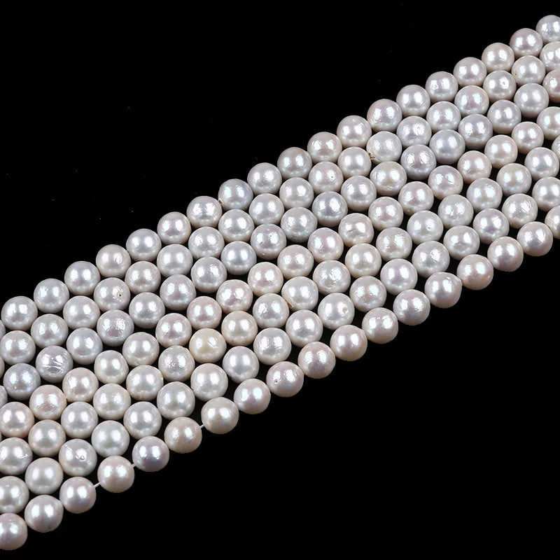 White 9-11mm Edison Round Freshwater Pearls Beads Strand