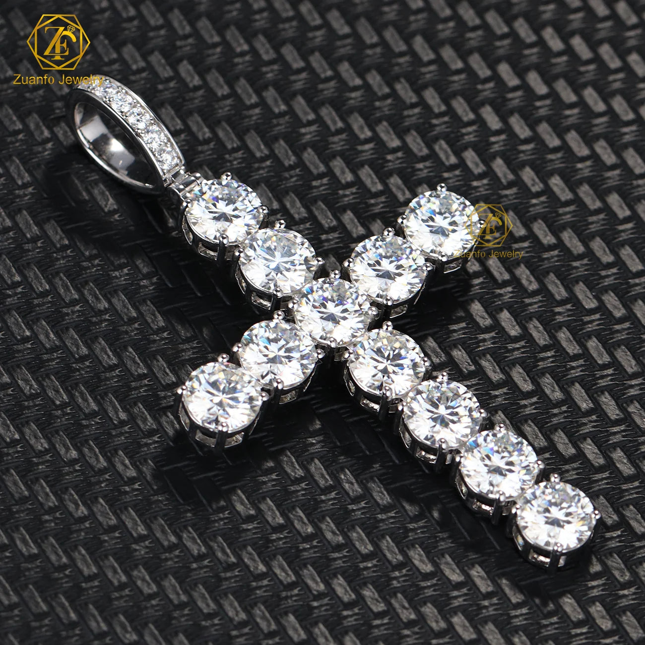 Big Size 10mm 18K Gold Plated 925S Tennis Necklace Pendant VVS Moissanite Cross Pendant for Religion Charms
