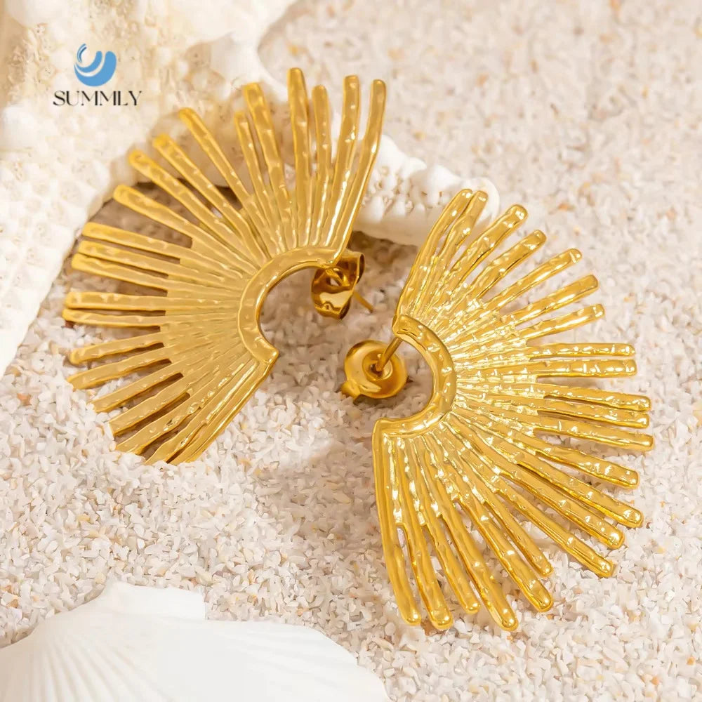 SUMMLY Vintage Trend Wholesale Personalized 18K Gold Plated Stainless Steel Geometric Earrings Fashion Jewelry