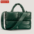 Hot Commodity 2023 Good Quality Nylon Puffer Tote Bag Lattice Waterproof Casual Large Capacity Handbag PU Shoulder Bag for Women
