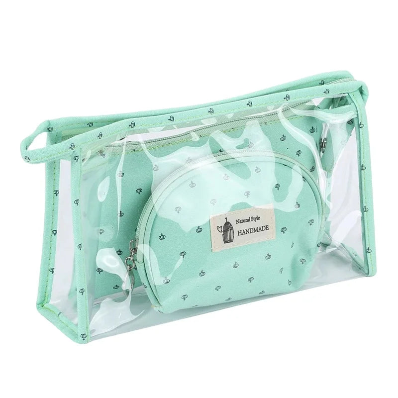 New 3-Pcs Set Transparent PVC Zipper Fashion Makeup Cosmetic Bag Small Women's for Organizer Necessary Cosmetic Pouch Case