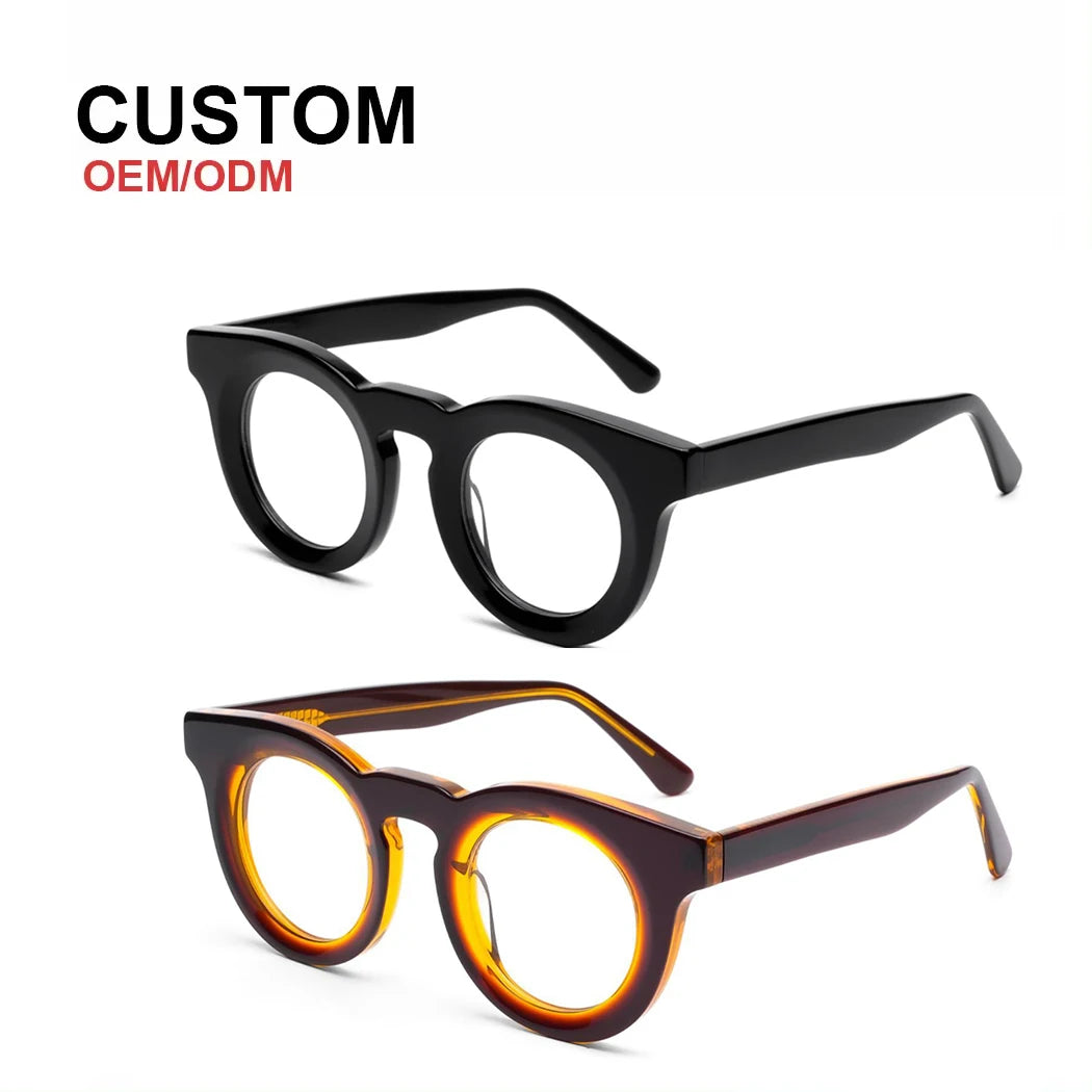 Lmamba High Quality Brand Designer Round Chunky Frame Eyeglasses Vintage Custom Logo Acetate Optical Glasses Frames Eyewear