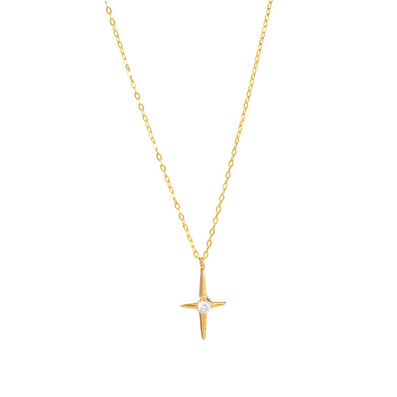 Fashion Simple Cross Pendant Necklace Jewelry 925 Sterling Silver Zircon Crystal Necklace Women
