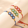 Go2boho Latest Red Blue Green Color Bohemian Women Handmade Jewelry Adjustable Evil Eye Woven Bead Bracelet for Friendship Gift