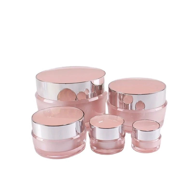 Pink Wholesale Acrylic Plastic Cosmetic Cream Jars with Screw Top in 2g 5g 15g 50g 100g Sizes