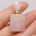 Hongzhuo Rose Quartz Perfume Bottle Pendants Healing Chakra Crystal Quartz Essential Oil Diffuser Vial Necklace for Girl
