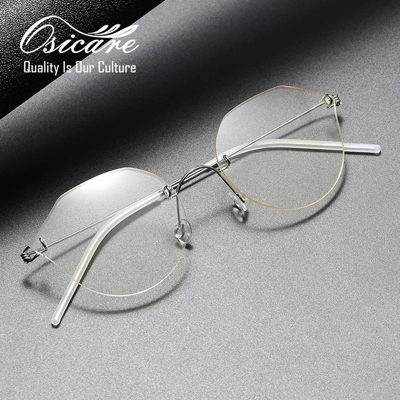 Osicare 2375 Luxury Brand Gold Wholesale Eyeglasses Rimless Designer Premium Lenses Wire Titanium Eye Glasses Men Optical Frames